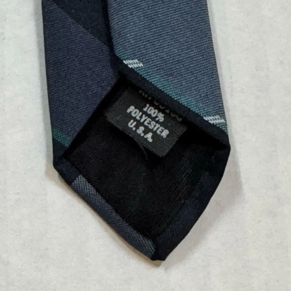 Salem Town Tie Men’s Regimental Striped Necktie Gray Black Green Polyester USA